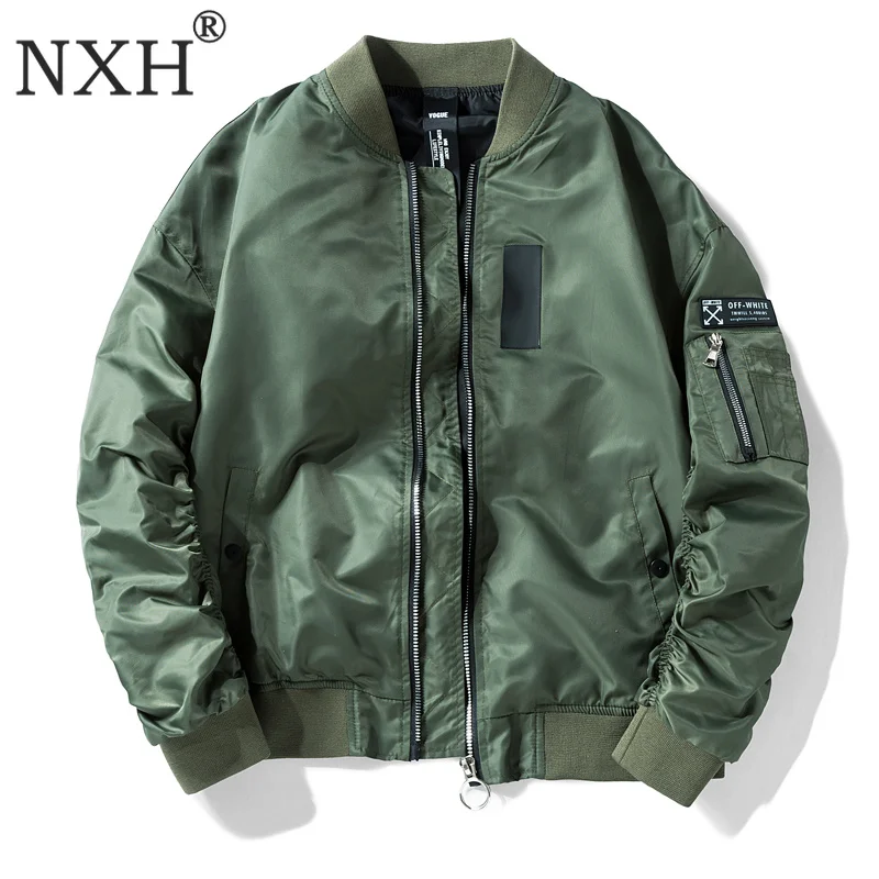 NXH Большие размеры Для мужчин бомбардировщик jaket ма-1 пилот пальто Бейсбол куртки