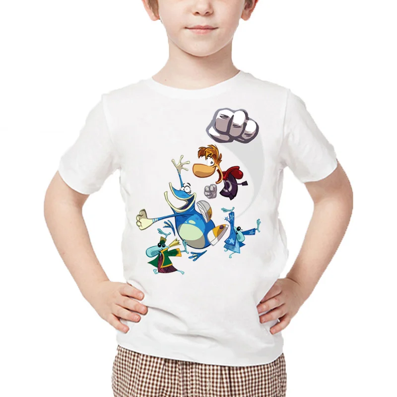 

Boys Cartoon Rayman Legends Adventures Game Print T shirt Baby Girls Summer White Tops Kids Casual Funny T-shirt,HKP5204