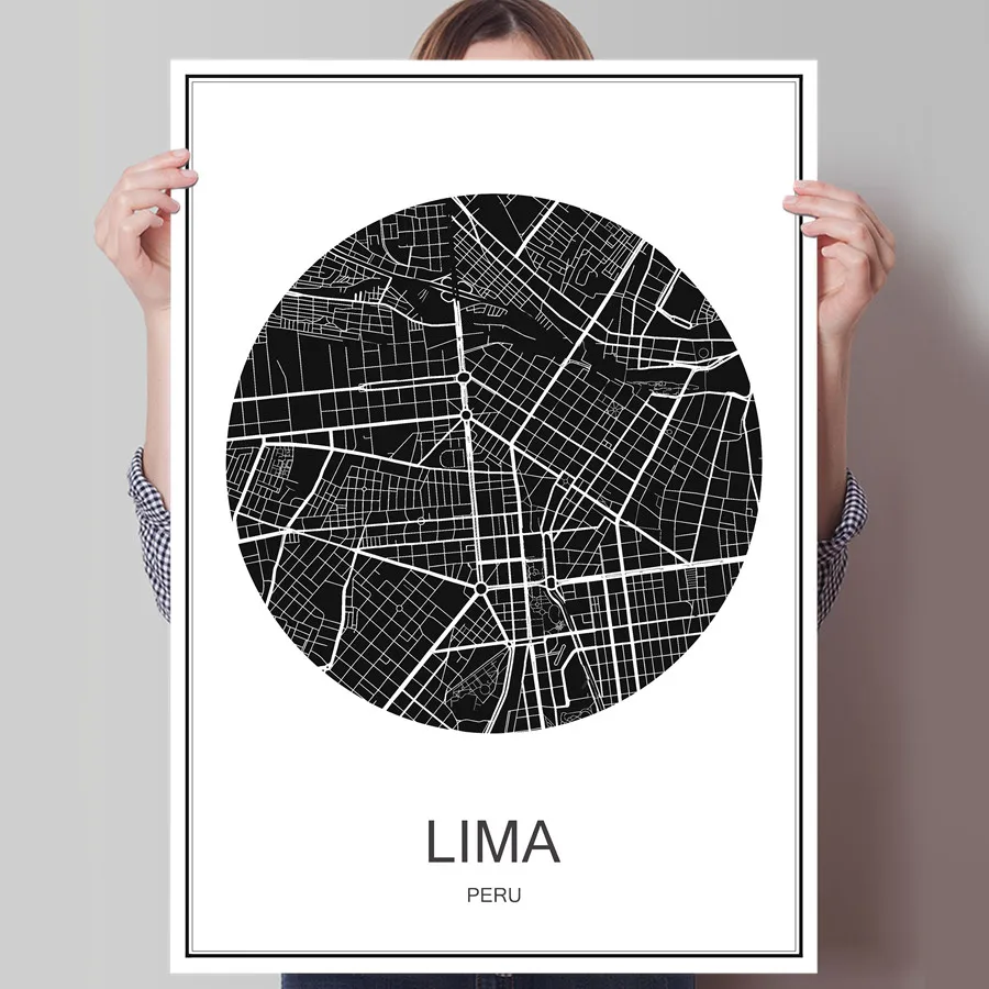 Перу Lima World City карта картина маслом путешествия плакат холст покрытием Бумага