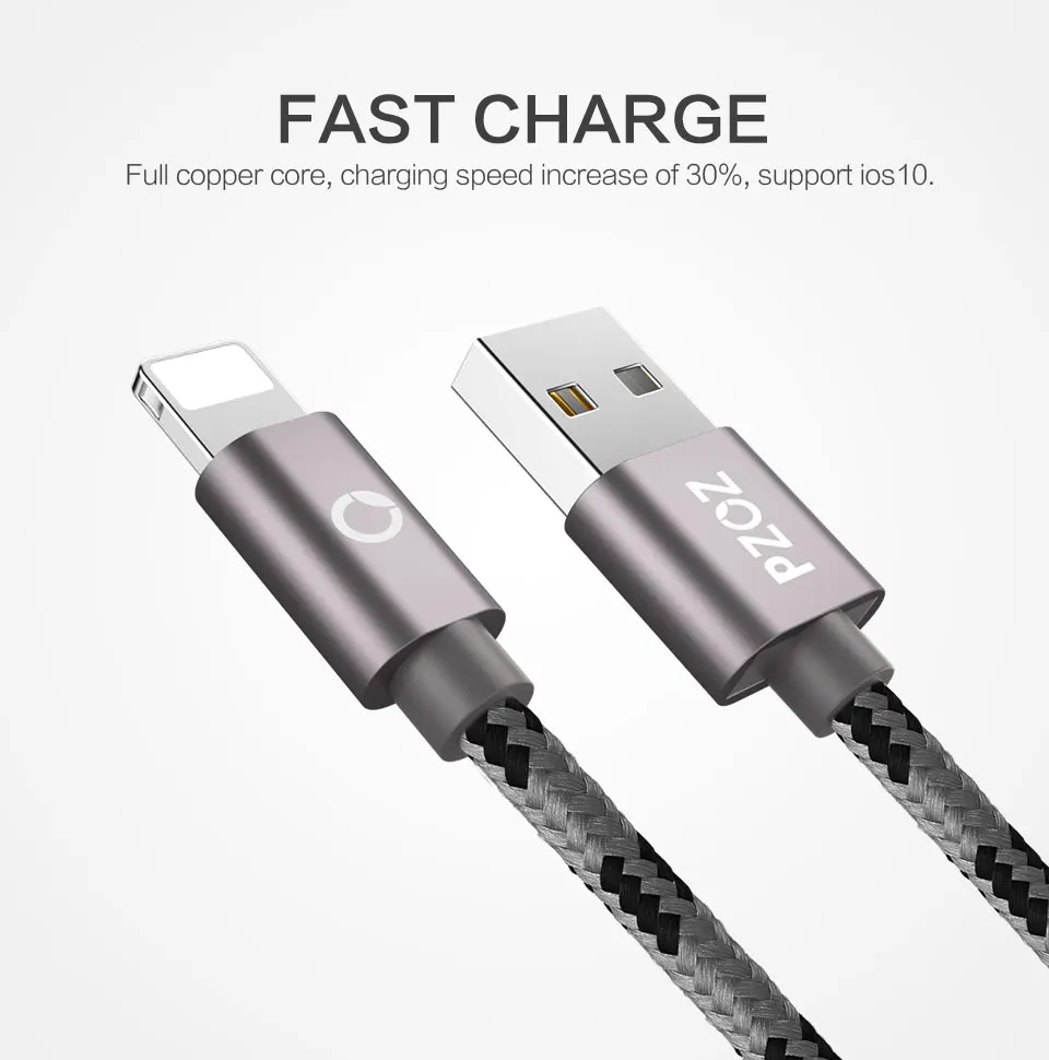 PZOZ USB кабель для apple iphone Xs MAX 6 plus 7 6s X 5 se ipad mini USB кабель передачи данных для быстрой зарядки шнур 8 Pin Кабели для мобильных телефонов