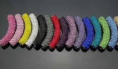 

High Quality free shipping Mixed 10 Color In Random long bending tube crystal crystal beads. Wholesale bead for bracelet