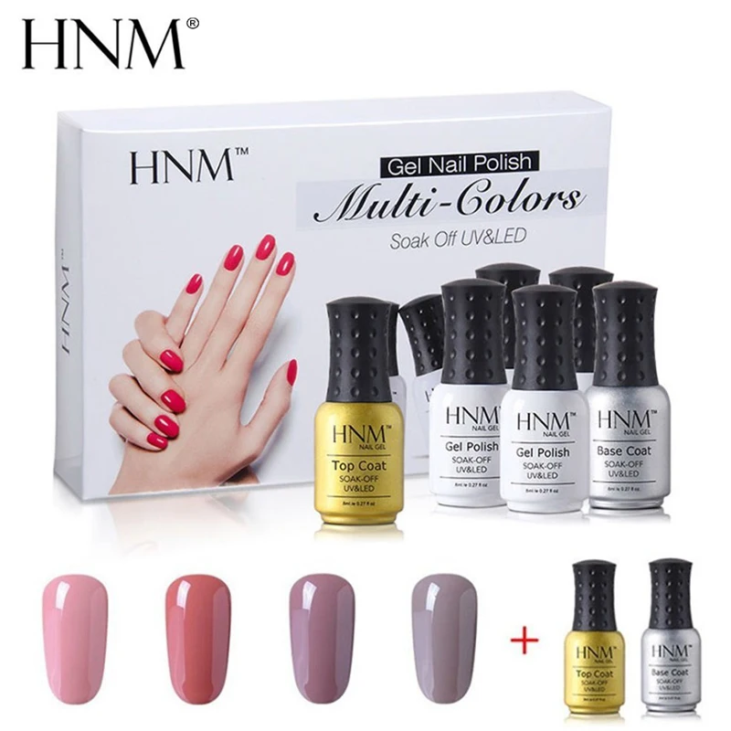 HNM 8 мл 4 шт. чистый цветной гель для ногтей 1 Базовый Топ подарочный набор
