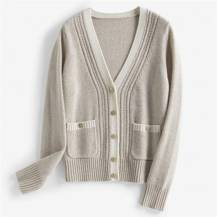 

Высококачественный вязаный женский кардиган из чистого кашемира с v-образным вырезом, розовый кардиган, 4 цвета, один размер