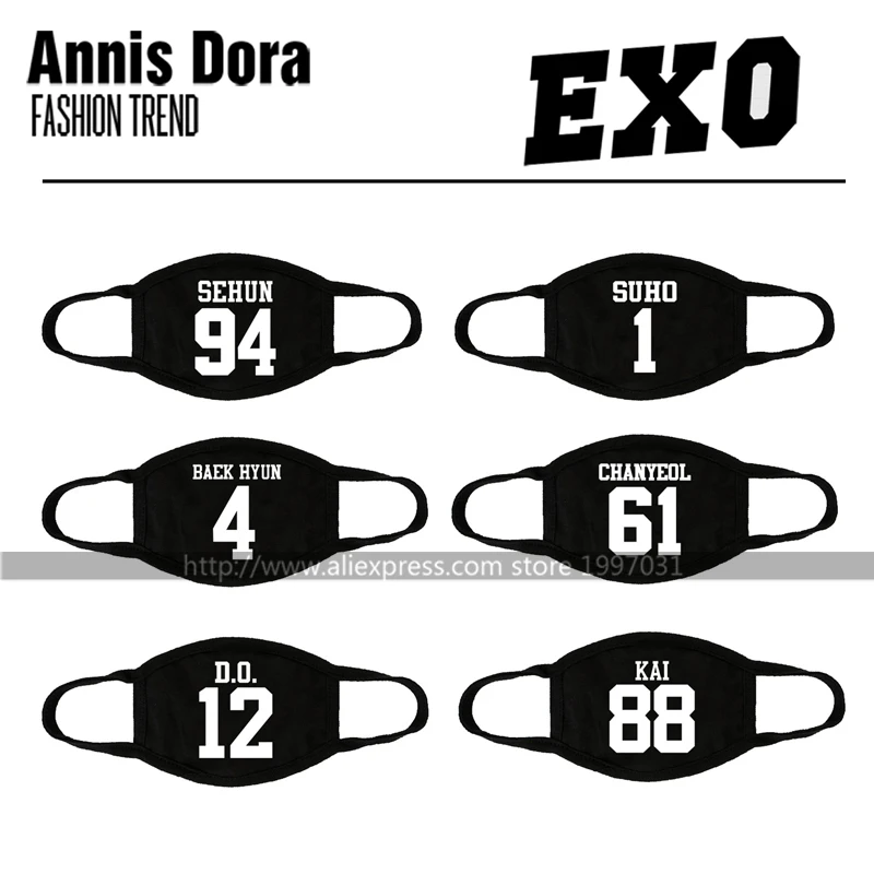 KPOP EXO LUHAN TAO KAI KRIS BAEKHYUN CHANYEOL CHEN SOHU SEHUN XIUMIN именная маска для рта|mask mask|mask mouthmask chanyeol |