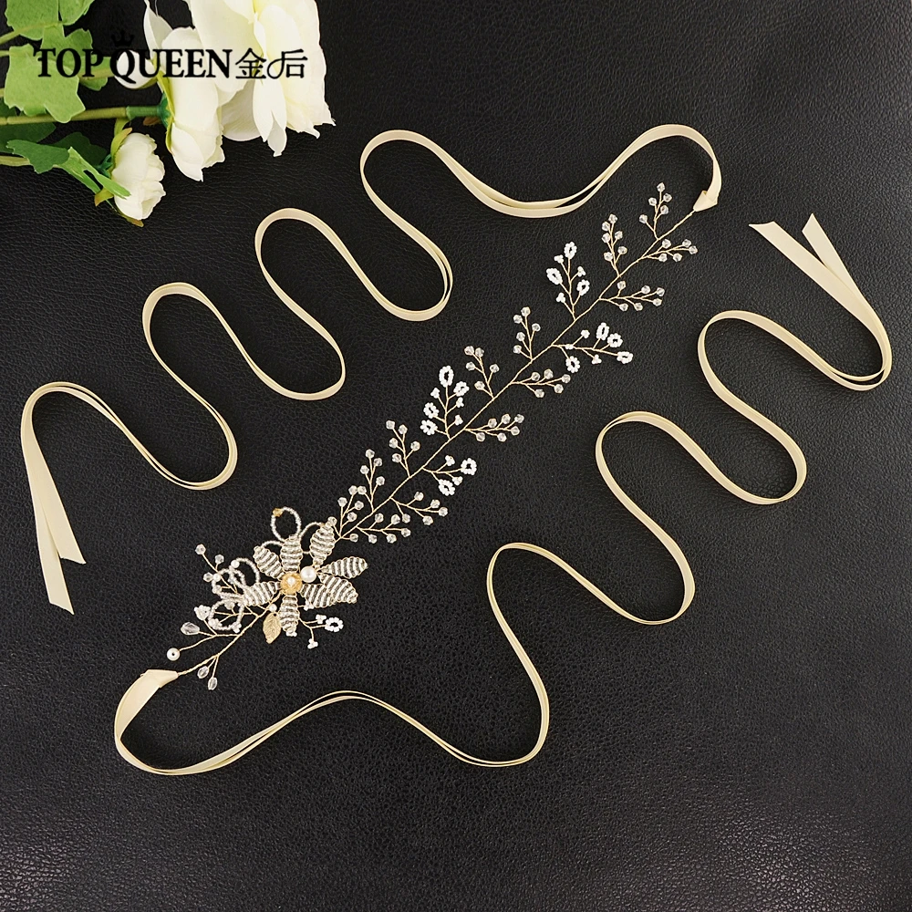 TOPQUEEN SH68 Свадебные ремни с жемчугом свадебный пояс для невесты Свадебные аксессуары тонкие ремни для ночного платья