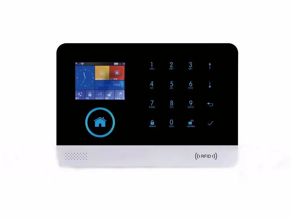 SmartYIBA 433MHz Wireless Home Burglar GSM SMS Alarm System, English Russian Spanish French Language Touch Keyboard