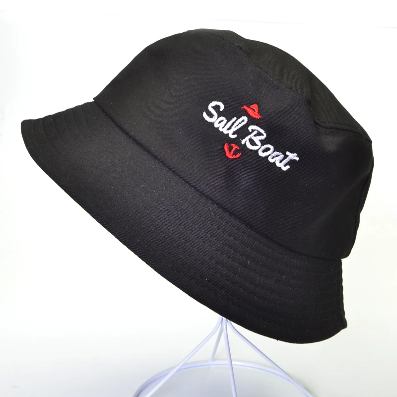 

boat Letter Embroidery Bucket Hat For Women Men Cotton Summer Fisherman Hats Caps Sunscreen lovers flat sun hat panama