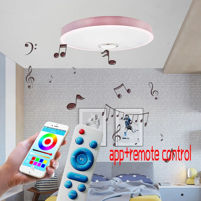Светодиодная потолочная лампа круглая для гостиной современный bluetooth-динамик +