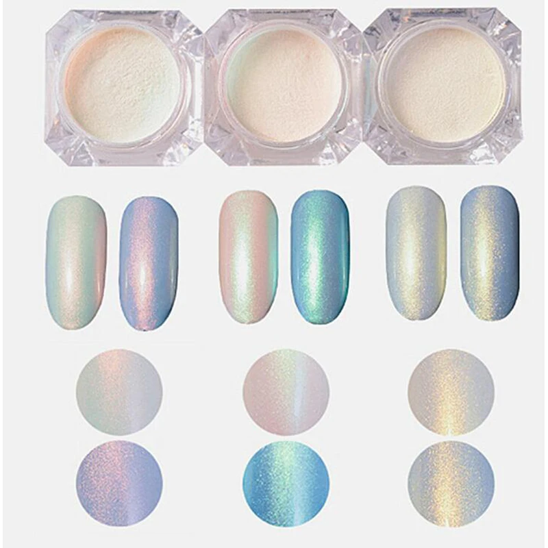 

2g/Box Shining Nail Glitter Pearl Shimmer Nail Powder Nail Dust Powder 3 Colors Mermaid Manicure Nail Art Glitter