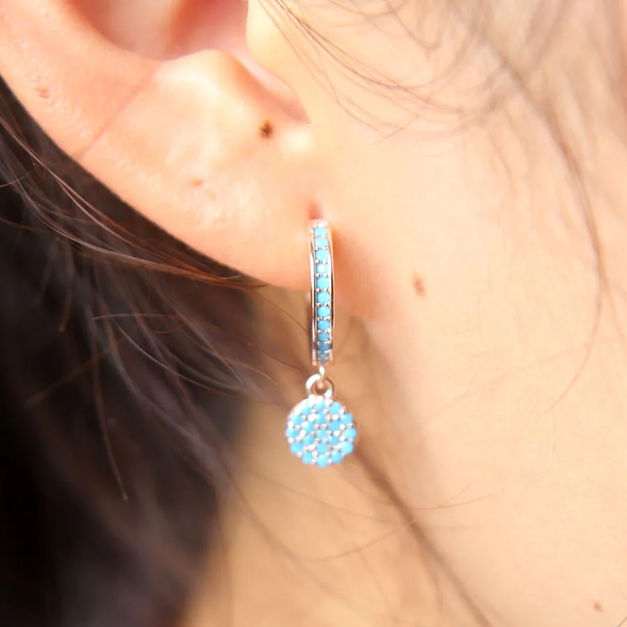 Серьги Orecchini,, высокое качество, Висячие Huggie Hoop Pave Turquoisesa, розовый цвет, Cz, дискотека, очаровательные женские модные серьги