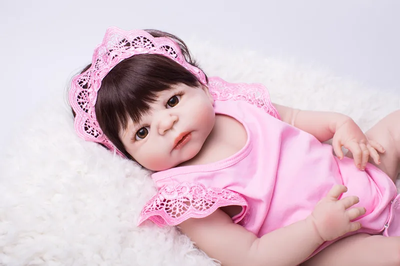 22&quot Full Body Silicone Bebe Reborn Girl Doll 55cm Vinyl Newborn Baby Toddler Princess Lovely Birthday Gift Waterproof Bathe Toy | Игрушки
