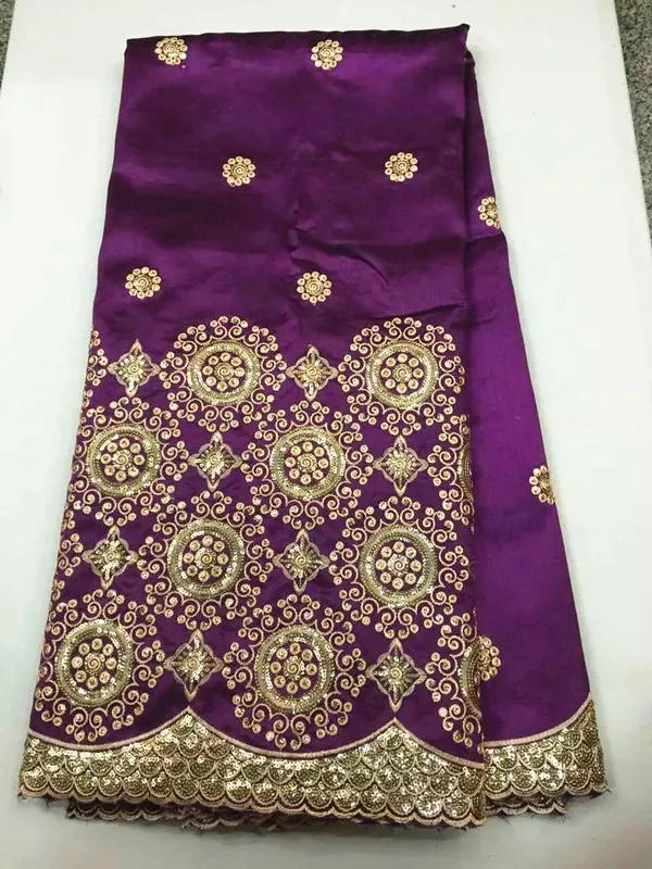5 Ярдов/серия Прекрасный фиолетовый Джордж кружевной ткани с золотыми блестками