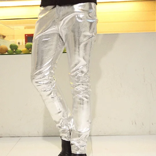 Мужские черные кожаные штаны искусственной кожи Pu материал черный цвет