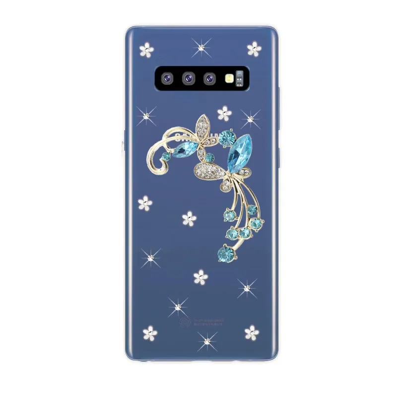 Прозрачный чехол со стразами для телефона Samsung Galaxy S8 S9 S10 + S10e Note 8 J6 2018 J7 Neo J3 J5 2016 A7 A5