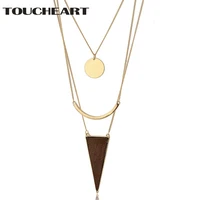 toucheart boho new arrivals triangle wooden pendant layers necklaces femme vintage accessories statement necklaces sne170027