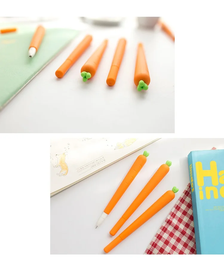 

24 pcs/Lot Carrots gel pen 0.5mm black ink pens Vegetable type for kids stationery Office accessories school supplies F287