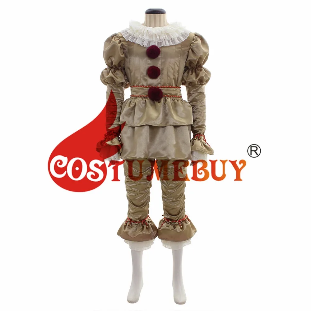 CostumeBuy фильм Стивена Кинга это Pennywise Косплэй взрослый костюм на Хэллоуин джокер золото Косплэй костюм L920
