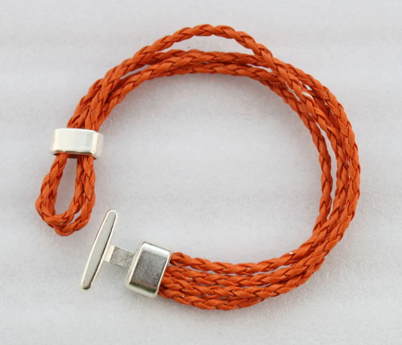 12 шт оранжевые кожаные Многослойные браслеты на застежке 20 см #23043|bracelet stud|bracelet