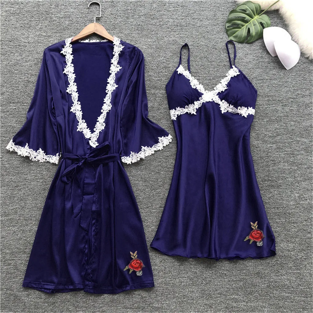 Женская ночная одежда, ночное платье, часть ночного белья, Эротическое нижнее белье, шелковая атласная ночная рубашка с v-образным вырезом, Ночная одежда, женская одежда для сна, платье, костюм