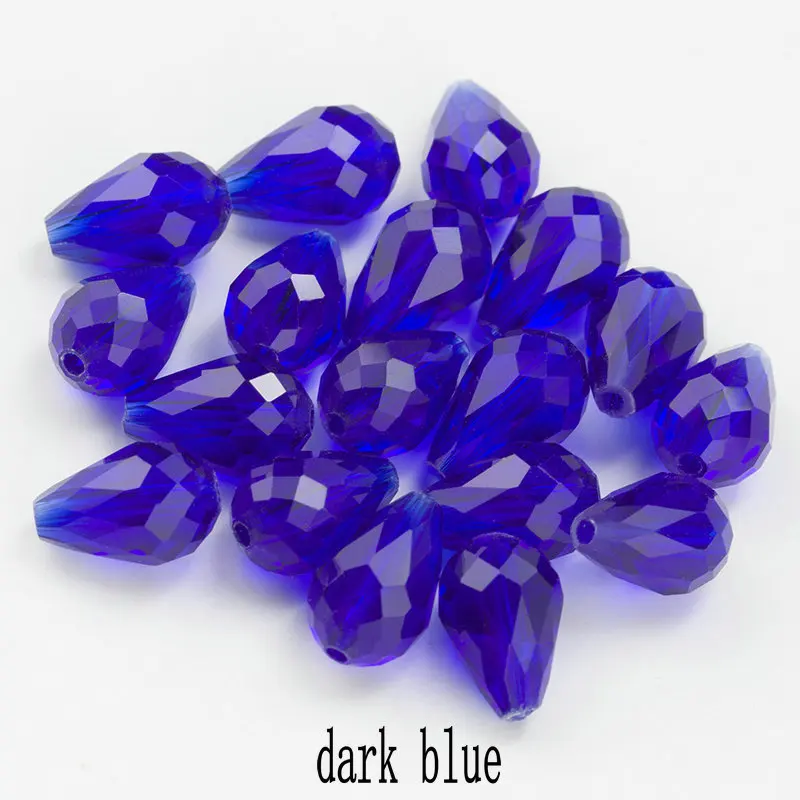 dark blue Высокое качество 6X8 мм, 8X10 мм Кристал, слезинка Форма Бисер стеклянные бусины Свободные Распорки Круглые бусины для самостоят - Цвет: dark blue