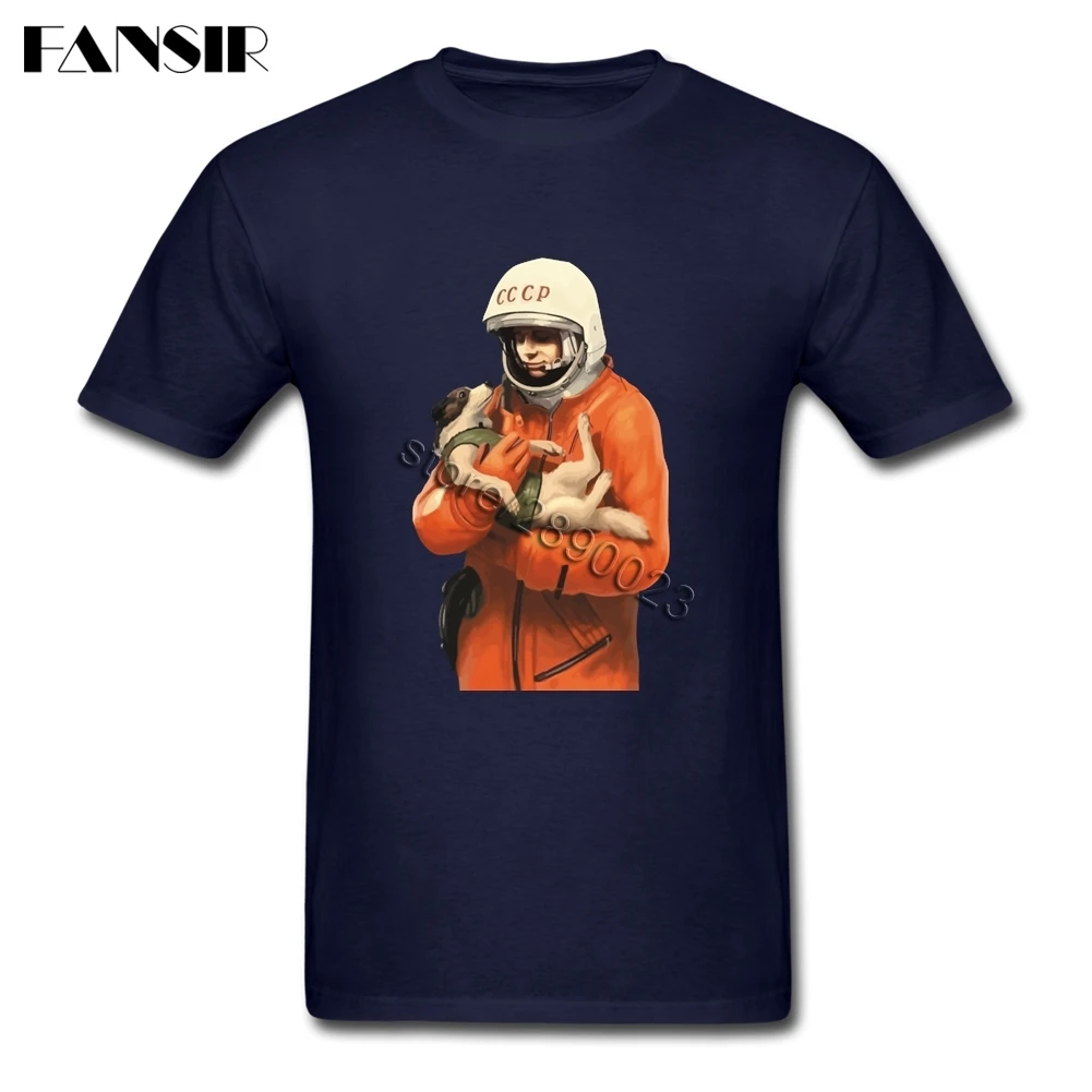 Собака пространство путешествия CCCP Гагарина Camiseta нормальный Для мужчин футболка
