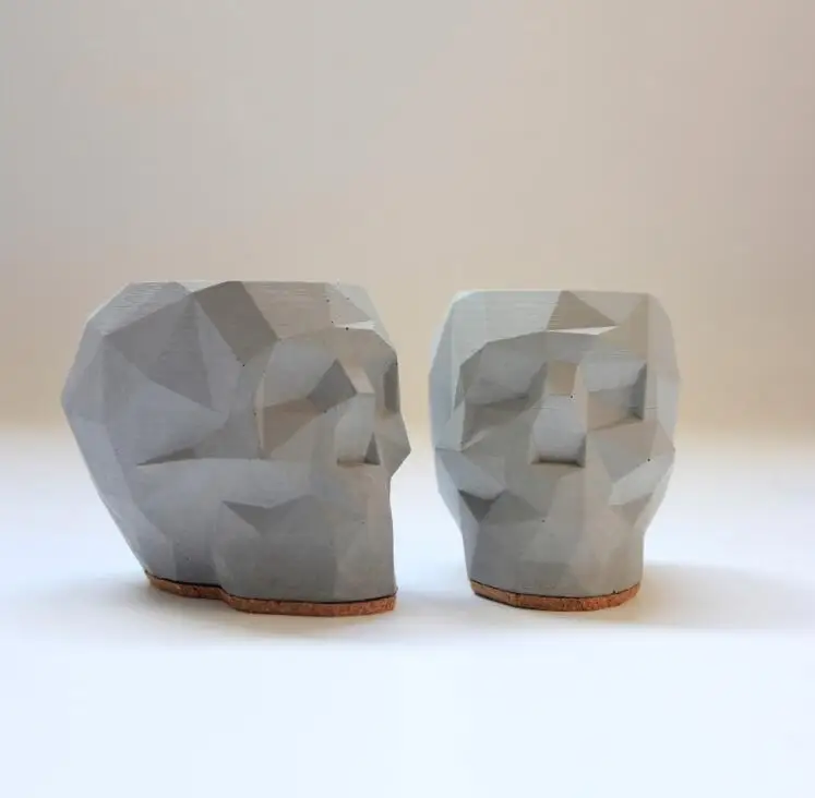s8326 Silica gel Geometric Skull flower pot molds Concrete silicone concrete holder cement moulds | Дом и сад