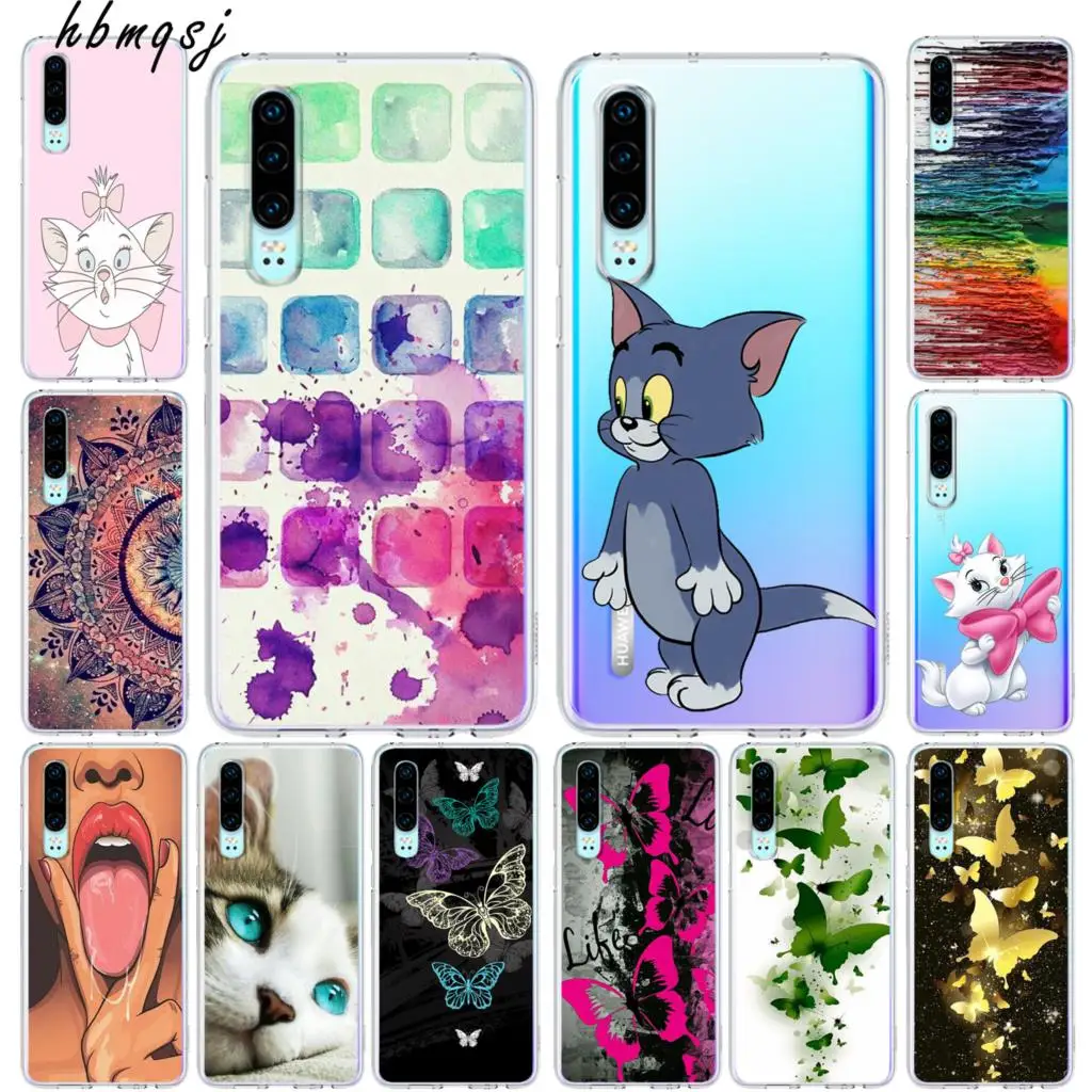 Милый чехол для huawei p20 pro силиконовый мягкий с рисунком бабочки забавный кот