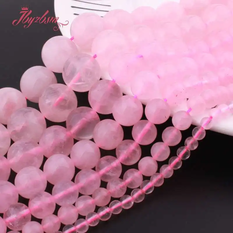 

4,6,8,10,12mm Smooth Round Ball Bead Rose Quartz Natural Stone Beads For DIY Necklace Bracelet Jewelry Making 15" Free Shipping