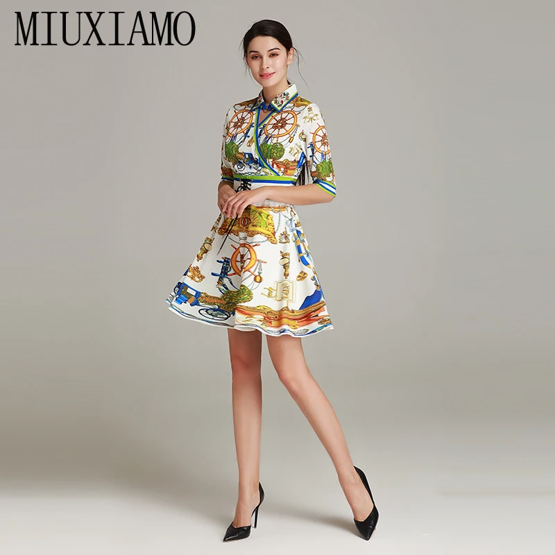 Женское винтажное платье MIUXIMAO Повседневное с цветочным принтом и бантом лето