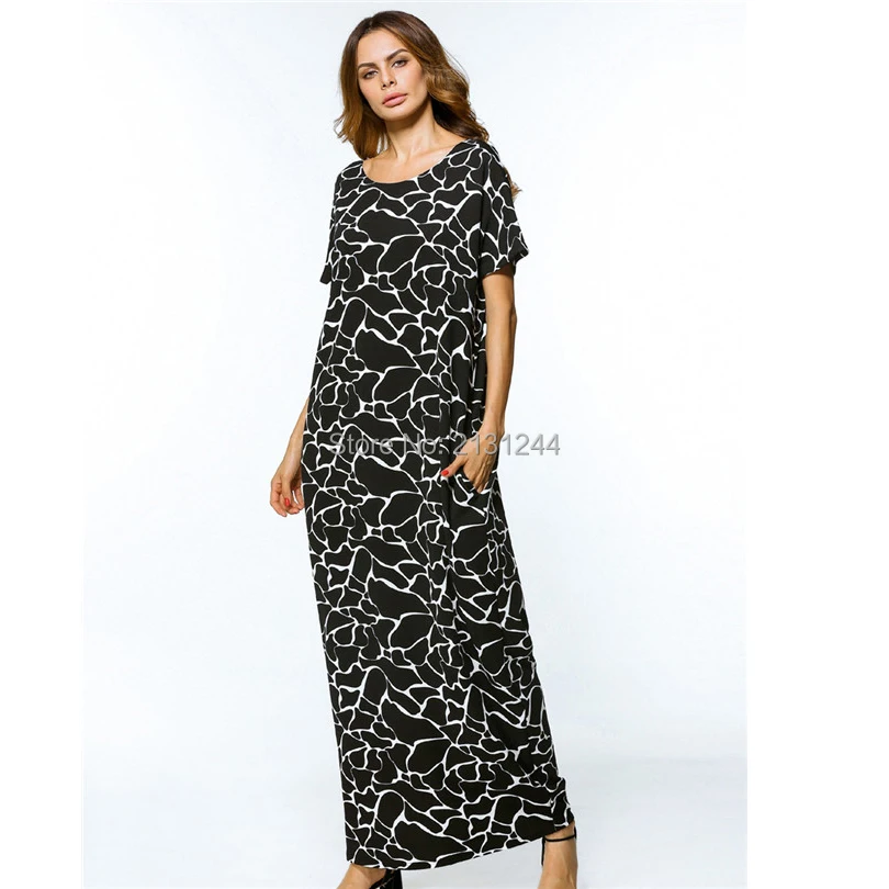 Повседневное мусульманское Макси платье Abaya хлопковое Свободное длинное с