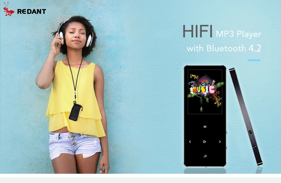 REDANT mp3 плеер с Bluetooth 4,2 и 1,8 сенсорным экраном hifi fm радио мини Спорт MP 3 музыкальный плеер портативный металлический walkman