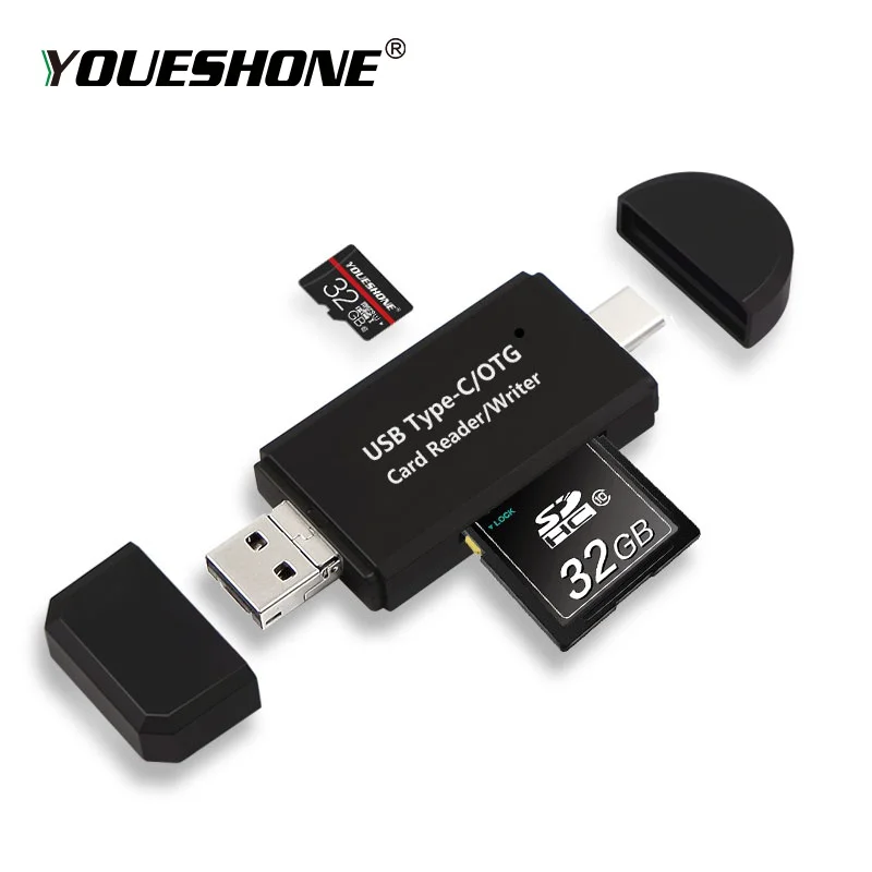 Type C & micro USB 3 в 1 OTG Кардридер высокоскоростной 2 0 универсальный TF/SD для Android