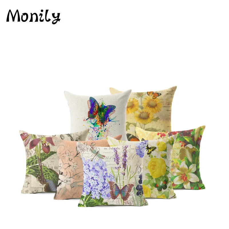Красочные бабочки чехлы для подушек подсолнух цветок хлопок белье наволочки