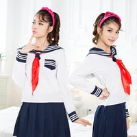 jk cosplay white japanese school uniform 3 white bar sailor collar sailor uniform shirtskirtscarf