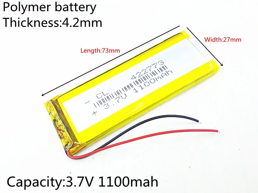 3 7 V 1100mAH 422773 PLIB Полимерный литий ионный/литий ионный аккумулятор для GPS mp3 mp4 mp5 dvd