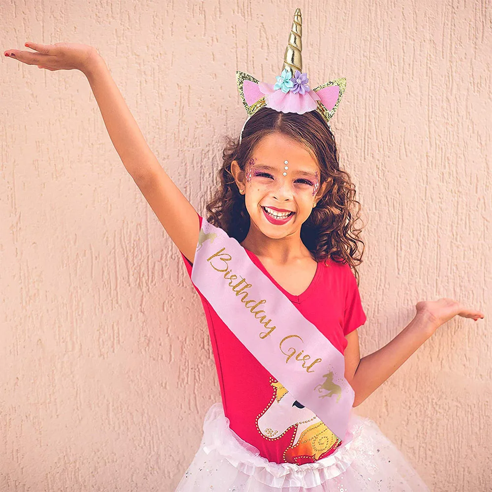 Единорог на 1 й день рождения украшение для вечерние единорог девочка Золотая