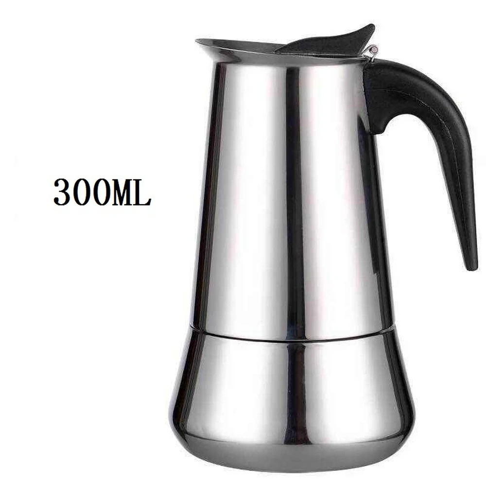 300ml Итальянский чайник из нержавеющей стали Эспрессо, кухонный капельный чайник, кофе мокко заварник для чая кофе Moka Make Кофеварка 300 мл/450 мл - Цвет: 300ml