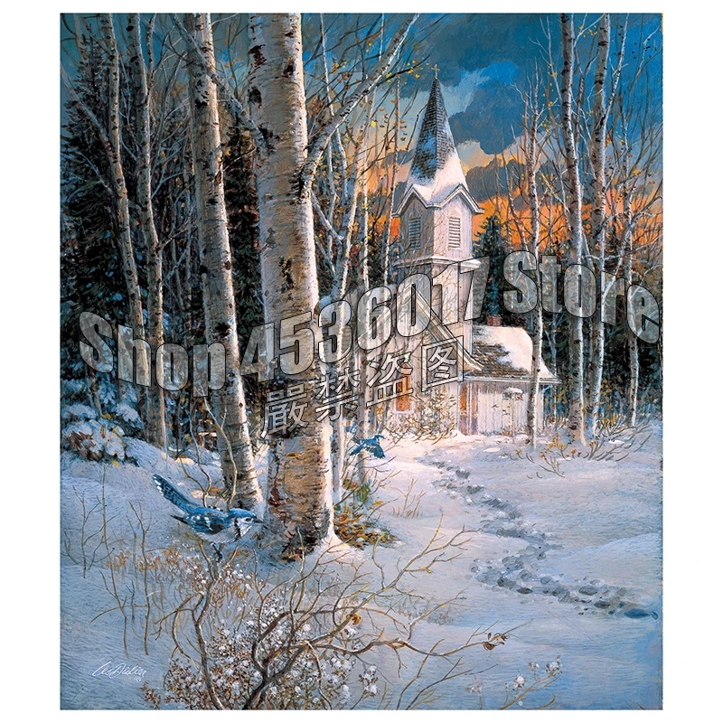 

Diamond Painting Winter Churches DIY Diamond Embroidery Full Square Drill landscape Art Diamond Mosaic Of Rhinestone Decor Gift