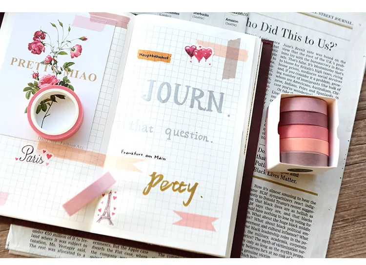 5 шт./упак. один Цвет лента Washi DIY Скрапбукинг Стикеры этикетки клейкая лента Школа канцелярских товаров