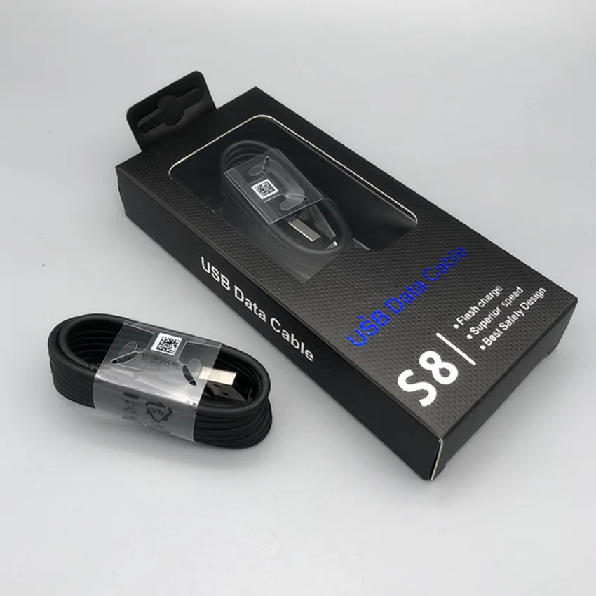 100 шт./лот оригинальные 1,2 м 2A Тип usb C Быстрая зарядка кабель для samsung S8 s10 с упаковкой