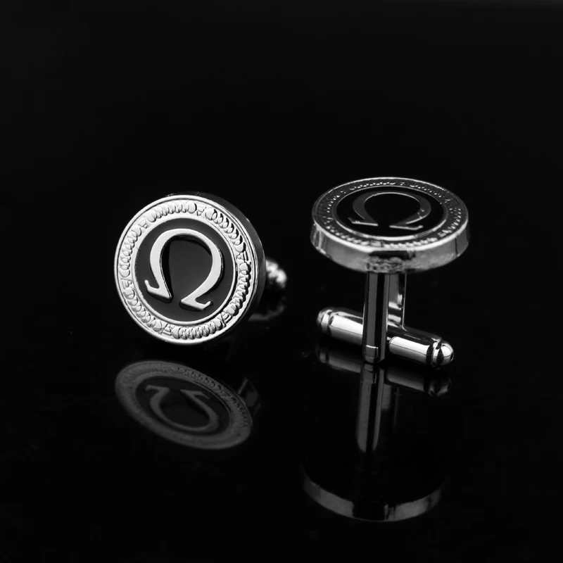 Запонки в виде подковы с эмалью для мужчин модные круглые запонки черного цвета