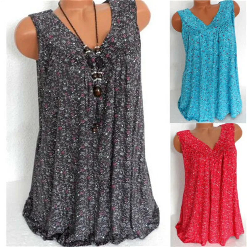 

Women Sleeveless Loose T Shirts 2019 Fashion Ladies Summer Floral Print Long Vest Summer Casual Tank Top Plus Size Tops T Shirt