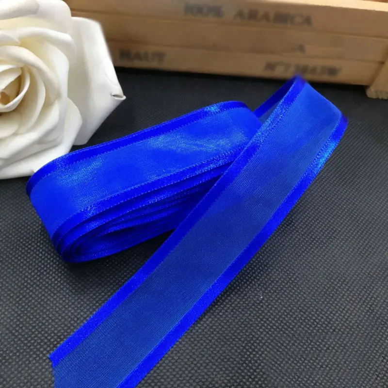 Royal blue 5 м, 25 мм, атласная лента из органзы для края, для украшения свадебной вечеринки, лента ручной работы, подарочная упаковка, банты для волос, сделай сам, Рождественская лента - Цвет: Royal blue