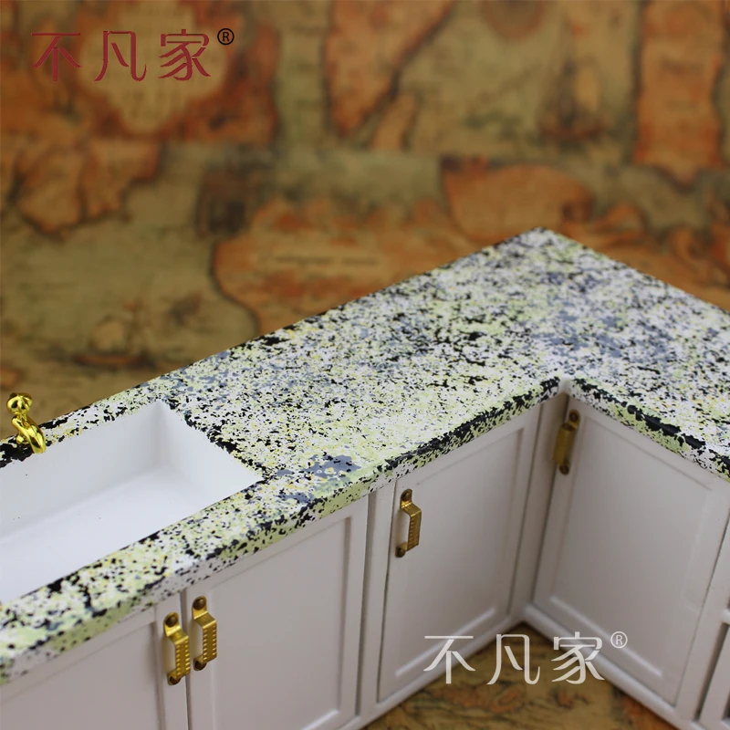

Dollhouses 1/12 scale miniature furniture White kitchen sink set (marble texture)