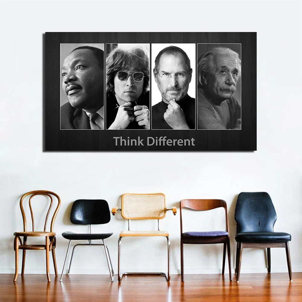 Think Different Martin Luther King John Lennon Steve Jobs and Albert Einstein Poster Canvas Painting Wall Art For Living Room | Дом и сад