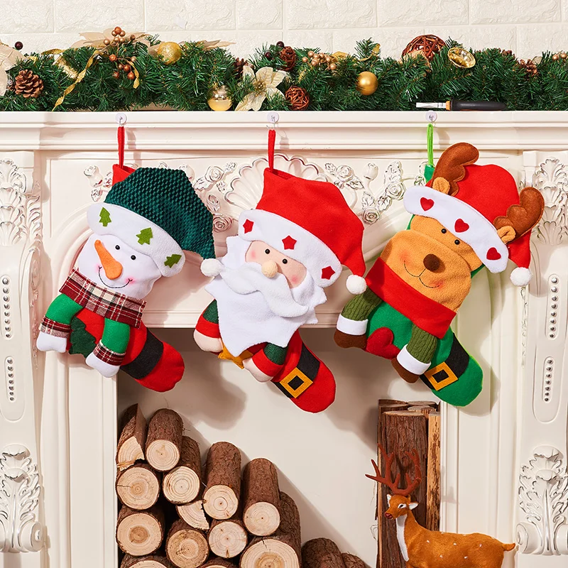 Веселые рождественские чулки для подарков детей мешок конфеты украшения Xmas