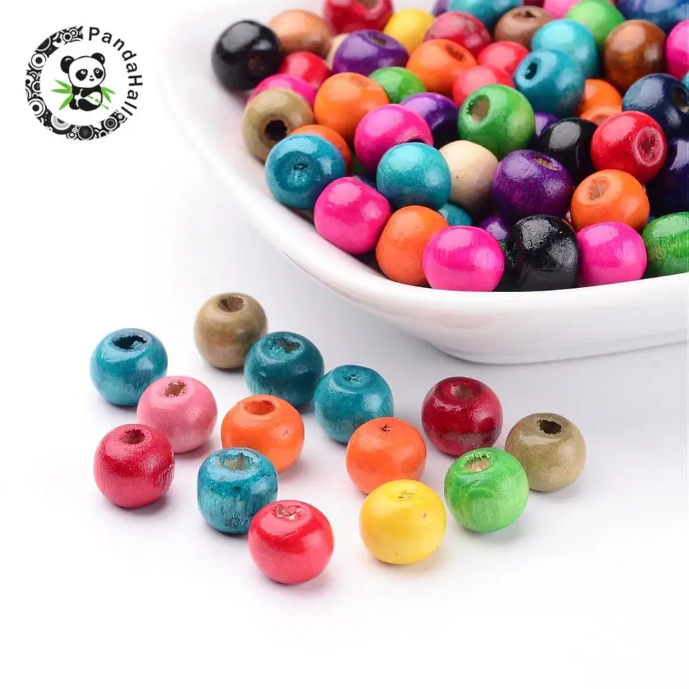 

pandahall 200pcs 8mm Lead Free Oval Wood Beads For Jewelry Making DIY Bracelets Necklaces Mixed Color Dyed hole: about 2mm