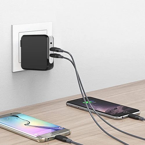 

Moveski ICH-24 USB Wall Charger 43W 3-Port USB Plug with Quick Charger 3.0 USB C Charger Foldable Plug for IOS Android