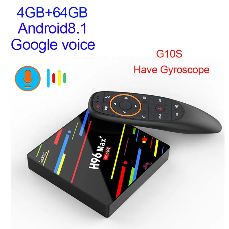 caja de tv inteligente Android 8,1 4 Гб 32 Гб Rockchip RK3328 1080 p H.265 4 K de Netflix, Youtube WiFi android tv Set Top - Цвет: 64gb with g10s