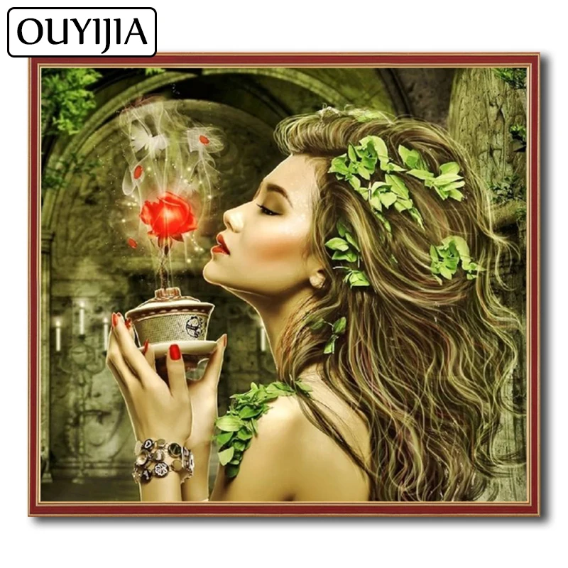 OUYIJIA Atr масло деревья красота 5D DIY алмазная живопись Птица Роза вышивка мозаика